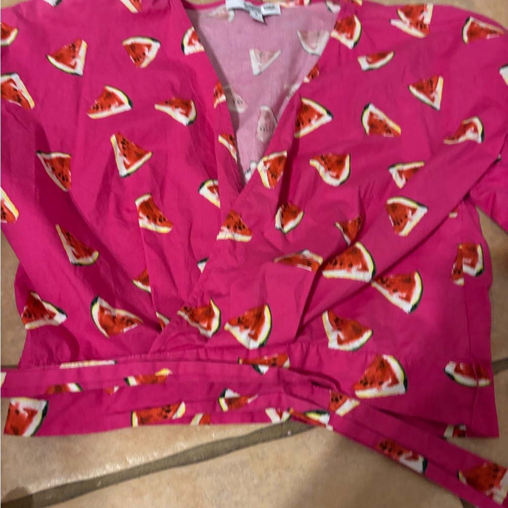 Color Me Courtney Pink Watermelon Wrap Top